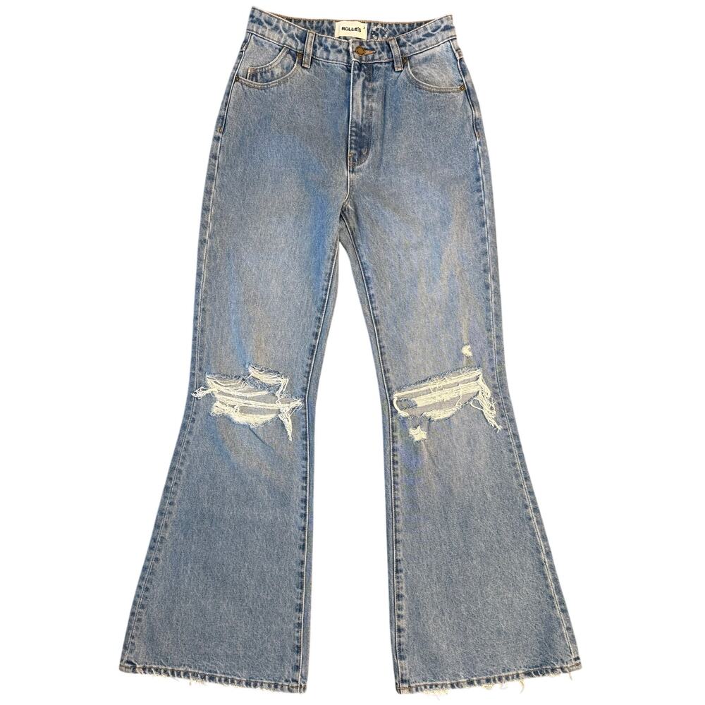 ROLLA’S Jean Eastcoast Flare High-Rise Distressed Denim Blue Women US 26, AUS 8 - Picture 1 of 10